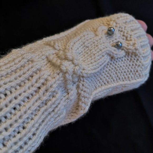 HOST PICK new Owl Knit Fingerless Gloves Mittens Hooter Made in Canada - Picture 2 of 7